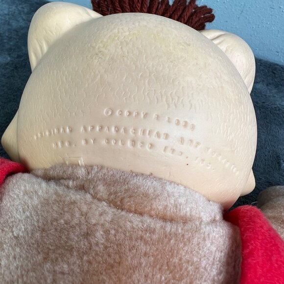 Cabbage Patch Koosas Cat Plush Doll Xavier Roberts Red Overalls Coleco Kids - Picture 6 of 7